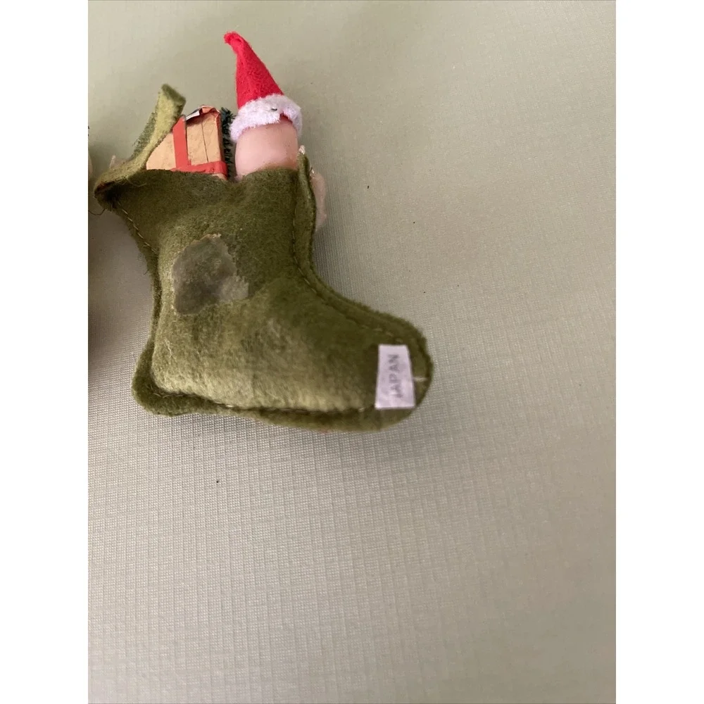 Vintage‎ Midcentury Christmas Ornaments Rubber Face Angel Santa Stocking AS IS